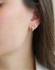 18k Gold "Posey" Diamond Huggie Hoop Earrings - Peridot Fine Jewelry - Jade Trau