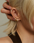 18k Gold "Posey" Diamond Huggie Hoop Earrings - Peridot Fine Jewelry - Jade Trau