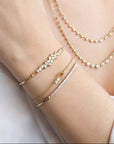 18K Gold "Posey" Two Stone Hook Bangle - Peridot Fine Jewelry - Jade Trau