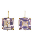 18K Gold Prong - Set Lavender Amethyst Cube Earrings - Peridot Fine Jewelry - Rosanne Pugliese