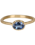 18K Gold Prong - Set Oval Blue Sapphire Ring - Peridot Fine Jewelry - Yasuko Azuma
