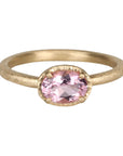 18k Gold Prong - Set Oval Flamingo Pink Morganite Ring - Peridot Fine Jewelry - Yasuko Azuma