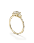 18K Gold Prong - Set Three Stone Pave Diamond Ring Mount - Peridot Fine Jewelry - ILA