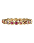 18K Gold "Raindrop" Eternity Band with Bezel - Set Multicolor Sapphires - Peridot Fine Jewelry - Annie Fensterstock