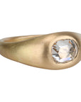 18K Gold Signet Style Rose Cut Diamond Ring - Peridot Fine Jewelry - Annie Fensterstock
