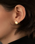 18K Gold Solid Gold Huggie Fan Earrings