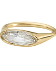18K Gold Solitaire Diamond Ring in Elongated Moval - Peridot Fine Jewelry - Artemer