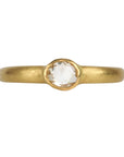 18K Gold Stacking Ring with Round Rose - Cut Diamond - Peridot Fine Jewelry - Kothari
