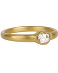 18K Gold Stacking Ring with Round Rose - Cut Diamond - Peridot Fine Jewelry - Kothari