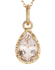 18K Gold Textured Morganite Pendant - Peridot Fine Jewelry - Yasuko Azuma