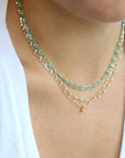 18K Gold & Turquoise Green Resin "Classic Supreme" Diamond Necklace - Peridot Fine Jewelry - Gigi Clozeau