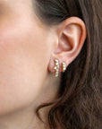 18K Gold "Vanguard" Diamond Mini Huggie Hoops - Peridot Fine Jewelry - Jade Trau