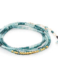 18K & Grandidierite Beaded "Gold Burst" Wrap Bracelet - Peridot Fine Jewelry - Anne Sportun