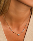18K Large "Constellation" Necklace with Eight Scattered Round Diamonds - Peridot Fine Jewelry - Jade Trau