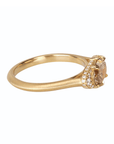 18K "Mariam" Ring with East-West Multi Prong-Set Oval Champagne Diamond with Pave Diamond Side & Hidden Halo - Peridot Fine Jewelry - Jade Trau
