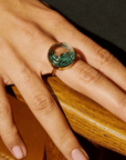 18K "Matiz" Ring with Rose-Cut Tourmaline & Paraiba Tourmaline Round "Shaker" - Peridot Fine Jewelry - Moritz Glik