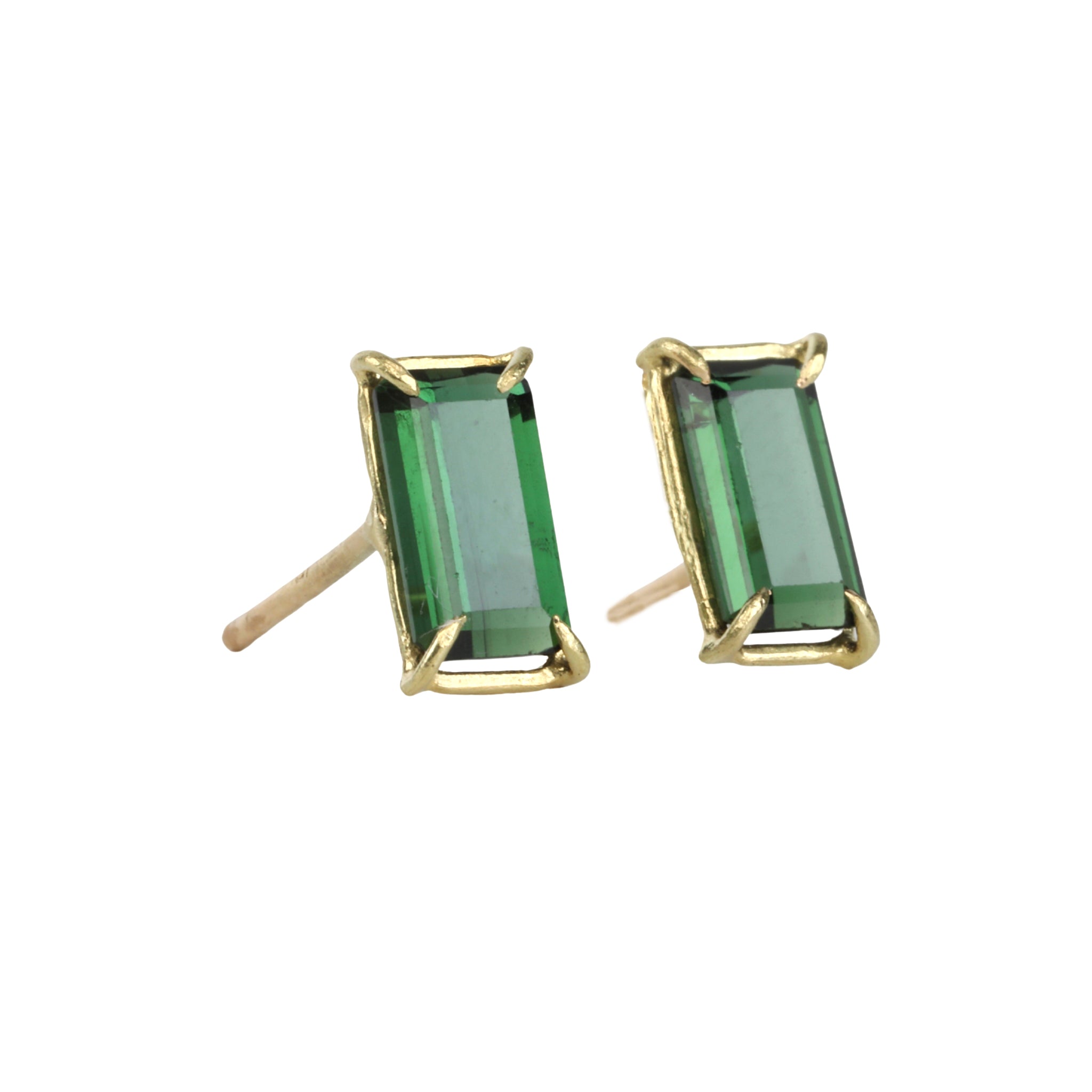 Rosanne Pugliese 18K Mini Gem Emerald-Cut Green Tourmaline Studs