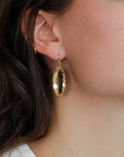 18K Multi Prong - Set Elongated Oval Citrine Drop Earrings - Peridot Fine Jewelry - Rosanne Pugliese