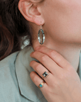 18K Multi Prong - Set Elongated Oval Green Amethyst Drop Earrings - Peridot Fine Jewelry - Rosanne Pugliese