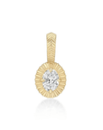 18K & Oval Diamond Pendant with "Fluted" Bezel - Peridot Fine Jewelry - Lizzie Mandler