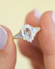 18K Oval Step - Cut Diamond "Zeppelin" Ring with Graduated Baguette Diamond Shoulders - Peridot Fine Jewelry - Artemer