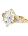 18K Oval Step - Cut Diamond "Zeppelin" Ring with Graduated Baguette Diamond Shoulders - Peridot Fine Jewelry - Artemer
