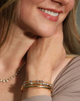 18K & Platinum Two Tone "Constellation" 5.0 Plie Bangle Featuring Six Scattered Diamonds - Peridot Fine Jewelry - Jade Trau