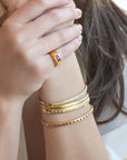18K Rounded Cuff Bracelet with 14 Star - Set Diamonds - Peridot Fine Jewelry - Caroline Ellen