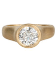 18K Tapered "Zen" Bezel - Set Solitaire Lab Grown Diamond Ring - Peridot Fine Jewelry - Yasuko Azuma