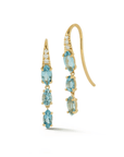 18K Triple Zimbaqua Aquamarine (1.38 tcw) "Dew Drop" Earrings with Pave Diamond Details - Peridot Fine Jewelry - Renna