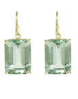 18K Yellow Gold Earring With Emerald Cut Green Amethyst - Peridot Fine Jewelry - Rosanne Pugliese