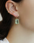 18K Yellow Gold Earring With Emerald Cut Green Amethyst - Peridot Fine Jewelry - Rosanne Pugliese