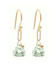 18K Yellow Gold Green Amethyst Paperclip Drop Earrings - Peridot Fine Jewelry - Anne Sportun