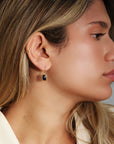 20 & 22K Gold Bezel-Set Rosecut Cushion Black Diamond Earrings - Peridot Fine Jewelry - Caroline Ellen