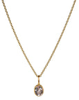 20K Bezel - Set Oval Light Pink Morganite Pendant on Stationary Bale - Peridot Fine Jewelry - Caroline Ellen