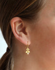 20K Gold and Diamond Double Laurel Hanging Earrings - Peridot Fine Jewelry - Caroline Ellen