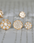 20K Gold and Pave Diamond Small "Lentil" Studs - Peridot Fine Jewelry - Caroline Ellen