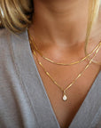20K Gold Bar Chain Necklace - Peridot Fine Jewelry - Caroline Ellen
