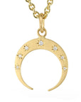 20K Gold "Crescent Moon" Pendant with Star-Set Diamonds - Peridot Fine Jewelry - Caroline Ellen