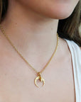 20K Gold Elongated Diamond "Plumb Bob" Pendant - Peridot Fine Jewelry - Caroline Ellen