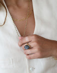 20K Gold Hand Wrapped Faceted Black Diamond Beaded Necklace - Peridot Fine Jewelry - Caroline Ellen