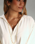 20K Gold Handmade Long Flattened Paperclip Link Necklace - Peridot Fine Jewelry - Caroline Ellen