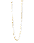 20K Gold Handmade Long Flattened Paperclip Link Necklace - Peridot Fine Jewelry - Caroline Ellen