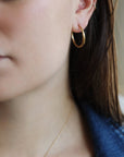 20K Gold Handmade Rounded Tapered Hoop Earrings - Peridot Fine Jewelry - Caroline Ellen