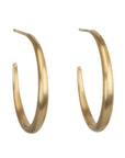 20K Gold Handmade Rounded Tapered Hoop Earrings - Peridot Fine Jewelry - Caroline Ellen