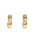 20K Gold Hollowed Semi - Rounded Hoops with Four Star Set Diamonds - Peridot Fine Jewelry - Caroline Ellen