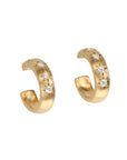 20K Gold Hollowed Semi - Rounded Hoops with Four Star Set Diamonds - Peridot Fine Jewelry - Caroline Ellen
