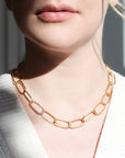 20K Gold "Largest Airy Link" Necklace with Pave Diamond Link - Peridot Fine Jewelry - Caroline Ellen