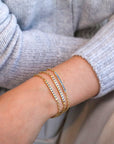 20K Gold Long Star - Set Blue Sapphire Bar Bracelet with 18K Chain - Peridot Fine Jewelry - Caroline Ellen