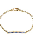 20K Gold Pave Blue Sapphire Bar Bracelet on 18K Chain - Peridot Fine Jewelry - Caroline Ellen